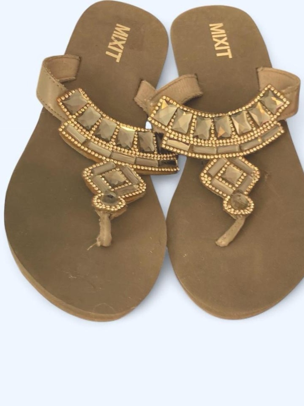 Grey beaded flip flops 6 Mixit
